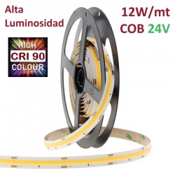 Tira LED 5 mts Flexible 24V 60W COB (512) IP20, Alta Luminosidad IRC>90